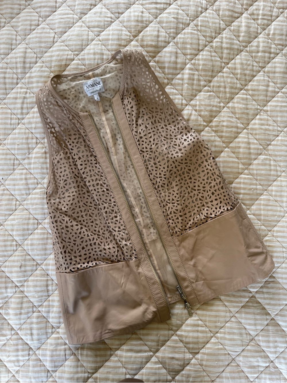 Armani Collezioni Light Pink Laser Cut Leather Vest
